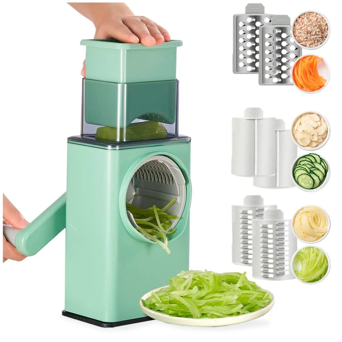 MINARI - Rallador Cortador de Verduras Giratorio Picador 3 Cuchillas 90V