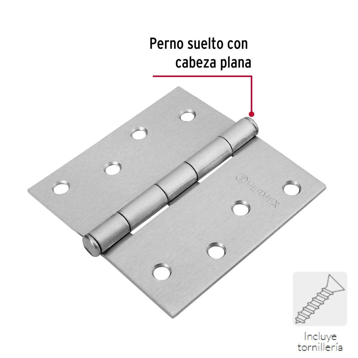 HERMEX - Bisagra cuadrada 4x4 " acero cromo mate Hermex Pack 10 piezas