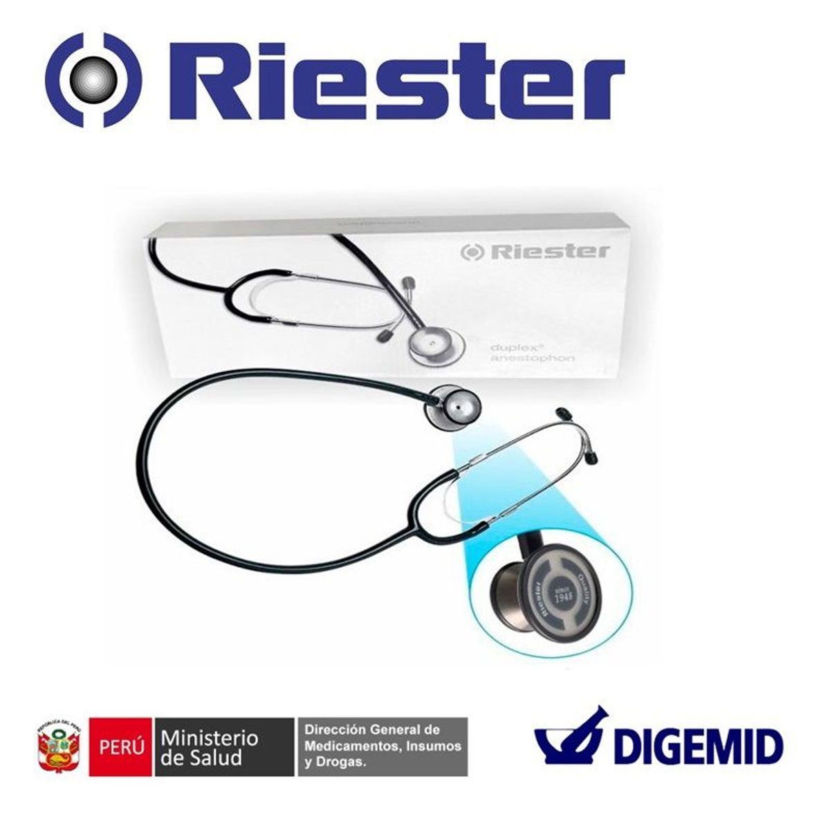 RIESTER - ESTETOSCOPIO RIESTER ANESTOPHON - NEGRO DE ALUMINIO Y ACERO