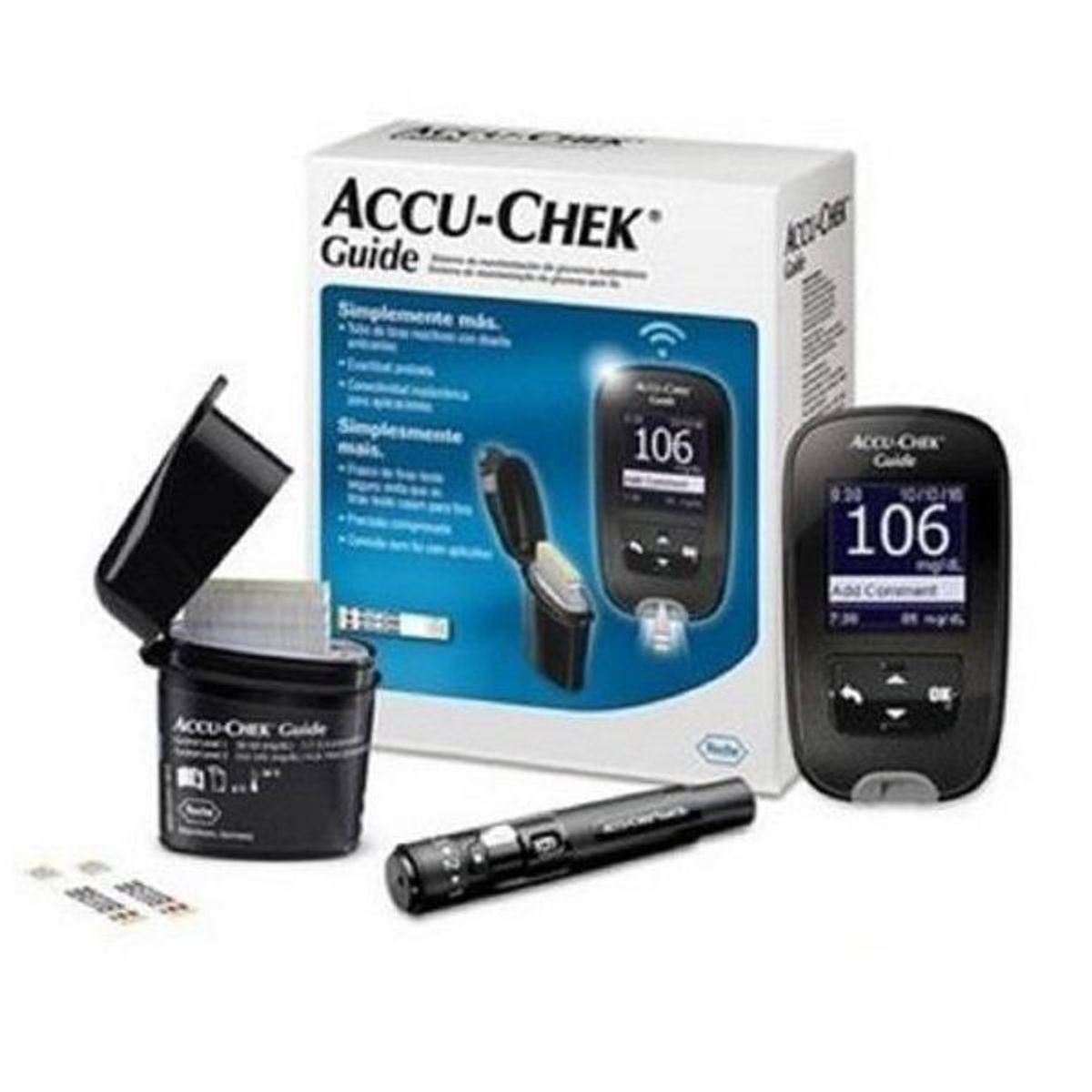ACCU CHEK - TRIO ACCU-CHEK GUIDE: GLUCOMETRO, 60 TIRAS REACTIVAS Y 100 LANCETAS