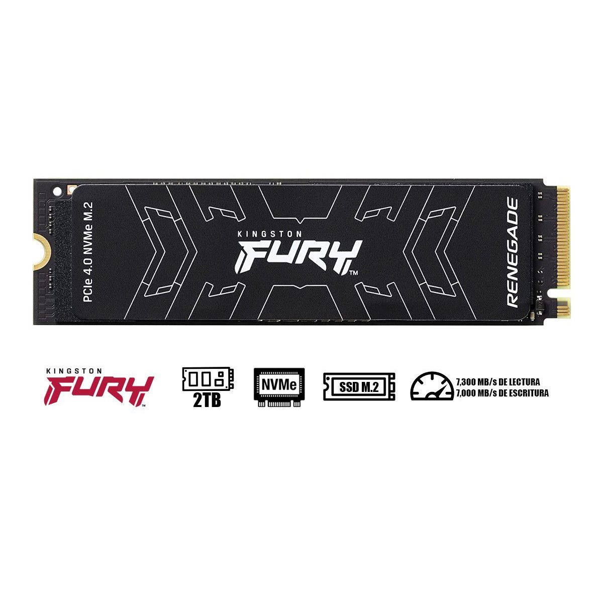 KINGSTON - Disco Solido SSD Kingston Fury Renegade 2TB difusor termico NVME M2