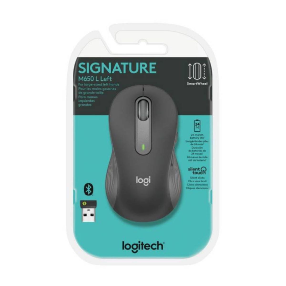 LOGITECH - Mouse Logitech Signature M650 Silent Bluetooth Zurdo Negro