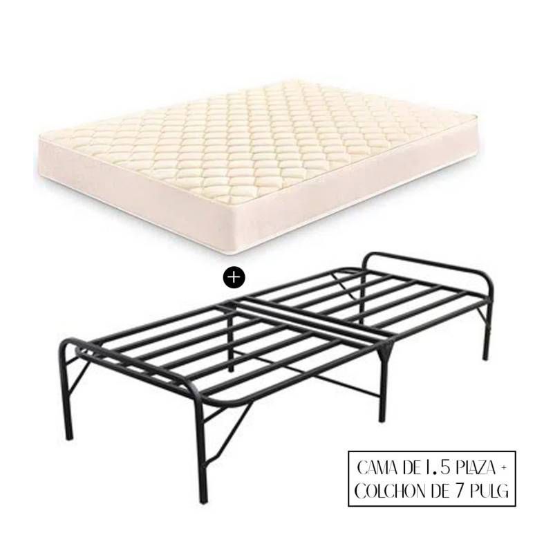 GENERICO - Cama Plegable 1.5 Plaza con Colchón Zebra de 7 Pulgadas