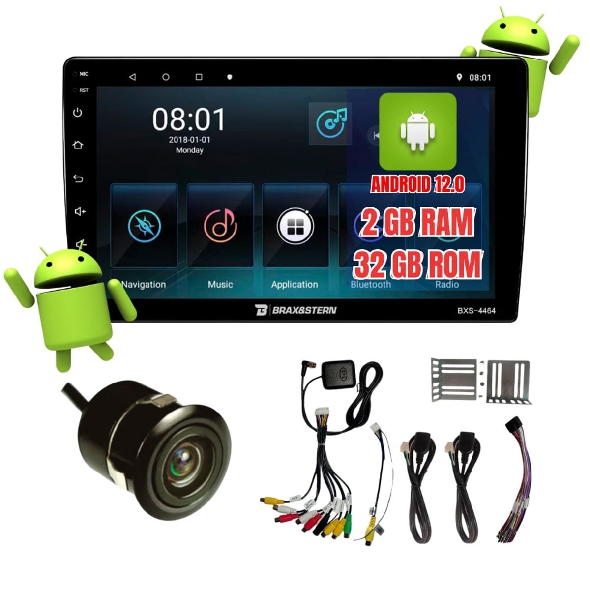 GENERICO - Autoradio Android 2GB+32GB Pantalla 9 HD GPS Wifi Brax&Stern BXS-4464