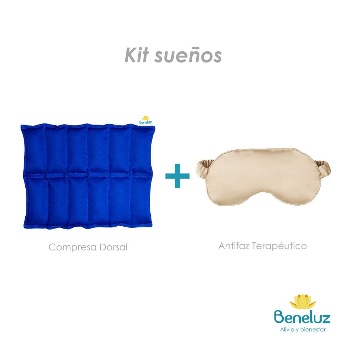 GENERICO - Kit Sueños - Compresa Dorsal Azulino y Antifaz Terapéutico