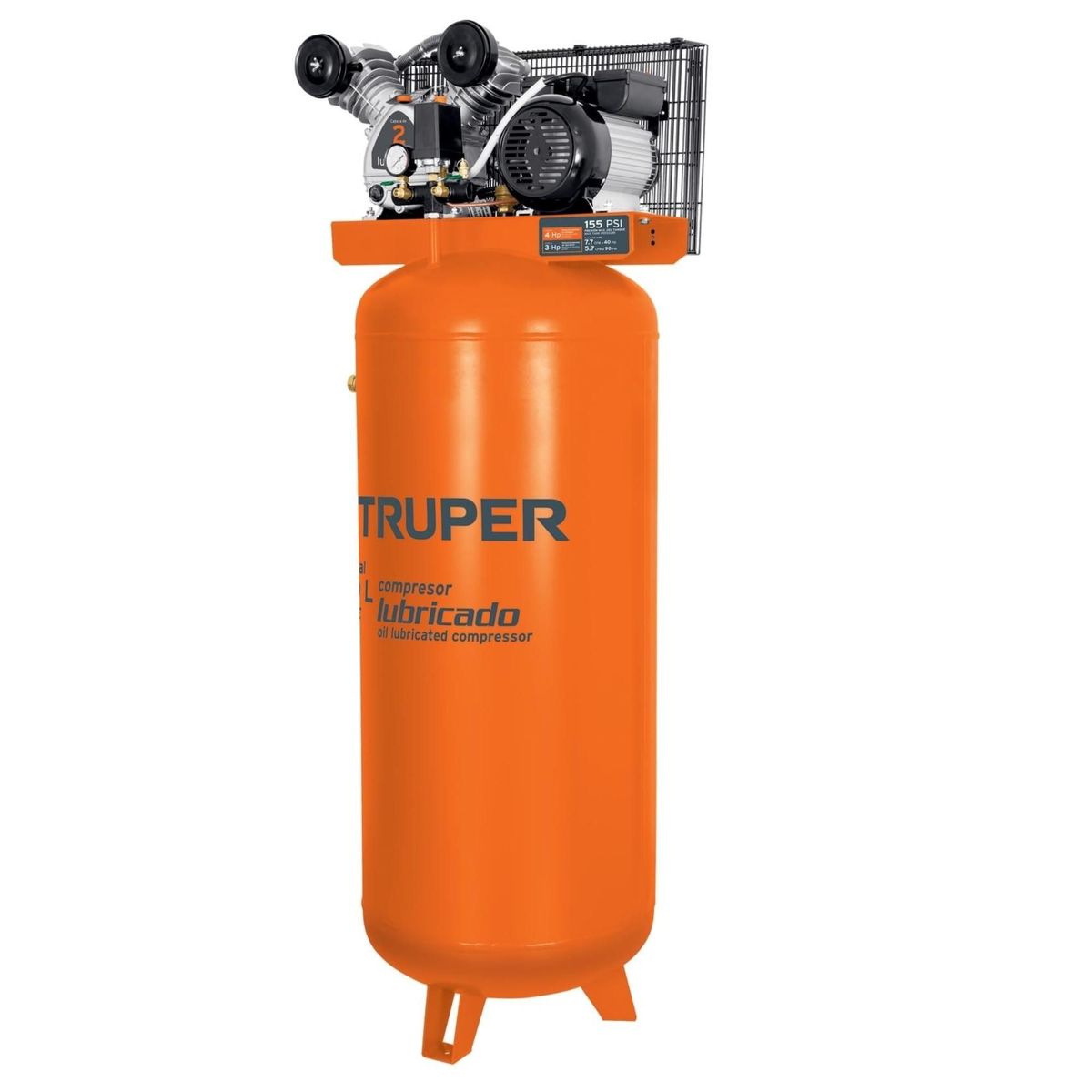 TRUPER - Compresora de aire 240L lubricada de banda vertical Truper
