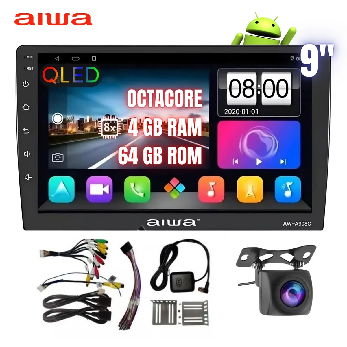AIWA - Autoradio Android AIWA Octacore 4GBx64GB con AndroidAuto Carplay 9 HD