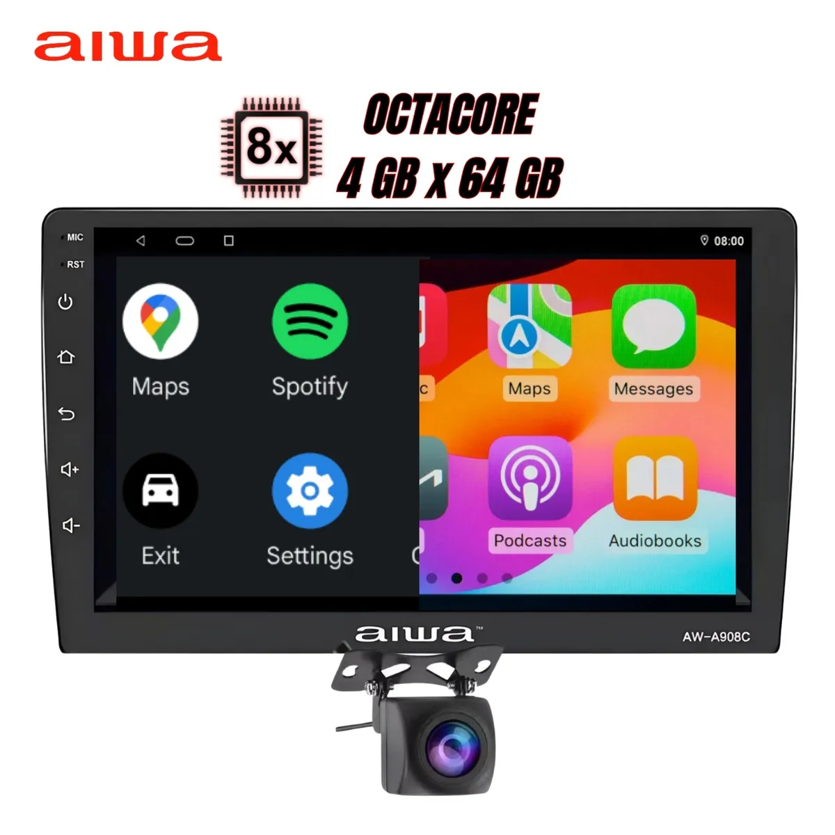 AIWA - Autoradio Android AIWA Octacore 4GBx64GB con AndroidAuto Carplay 9 HD