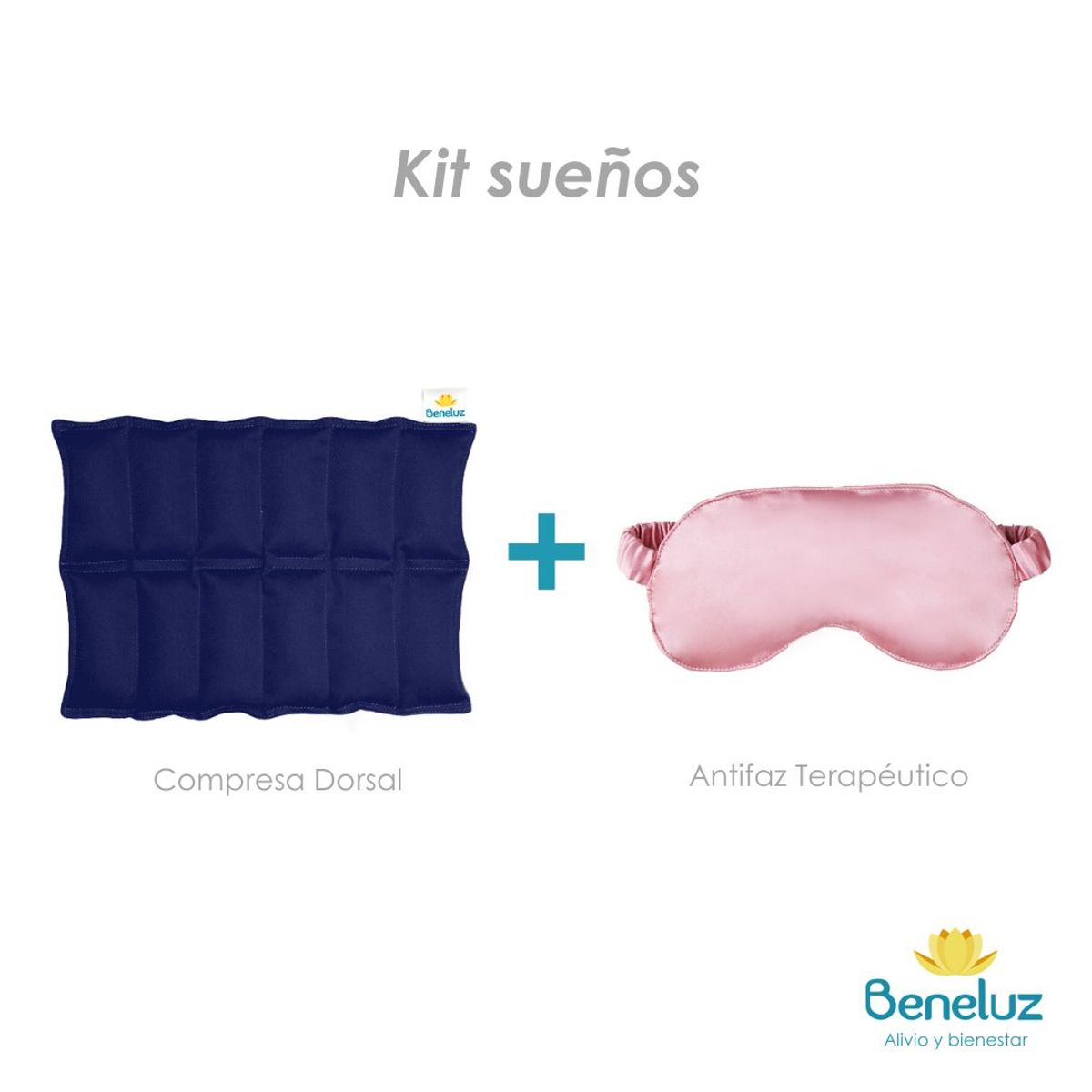 GENERICO - Kit Sueños - Compresa Dorsal Azul Marino y Antifaz Terapéutico