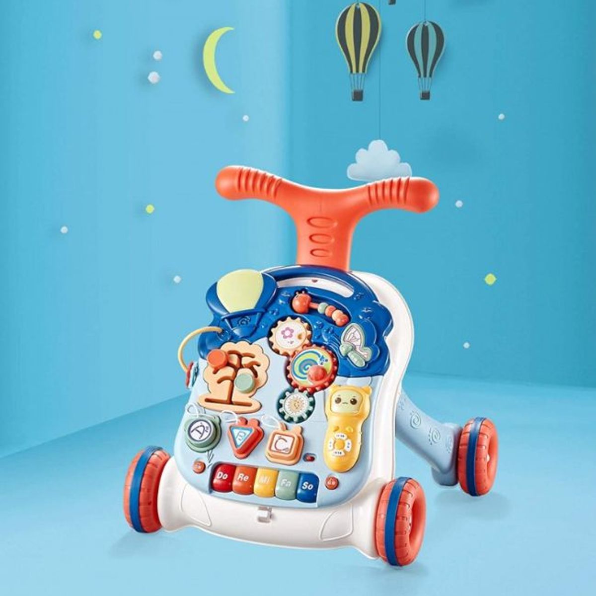 GENERICO - Caminador Multifuncional 2 en 1 con Luz y Sonido en Azul