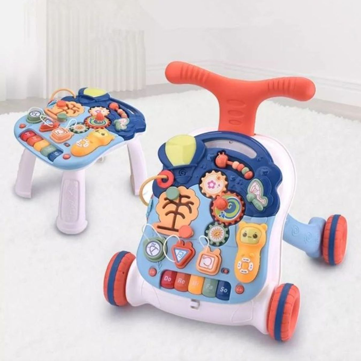 GENERICO - Caminador Multifuncional 2 en 1 con Luz y Sonido en Azul