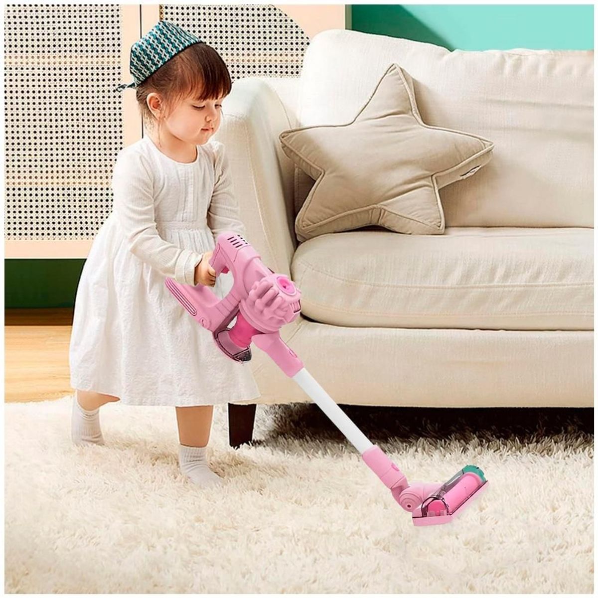 MINARI - Aspiradora Kit de Limpieza Infantil Juguete para Niñas Rosa