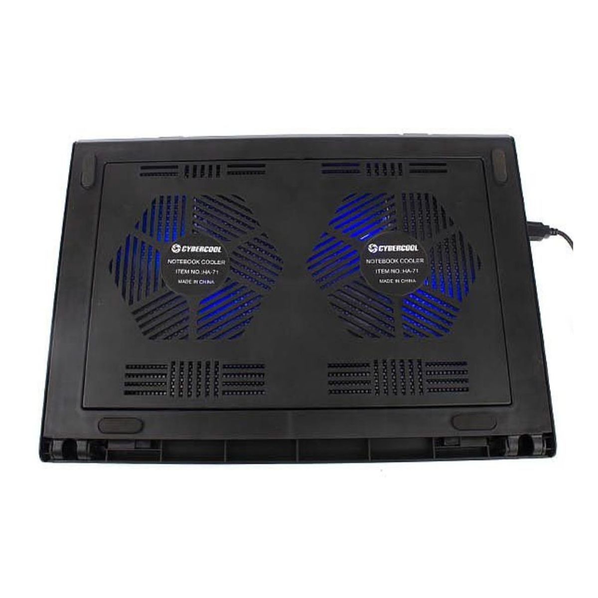 CYBERCOOL - Cybercool HA-71 Cooler para Laptop con Doble Ventilador Led Azul