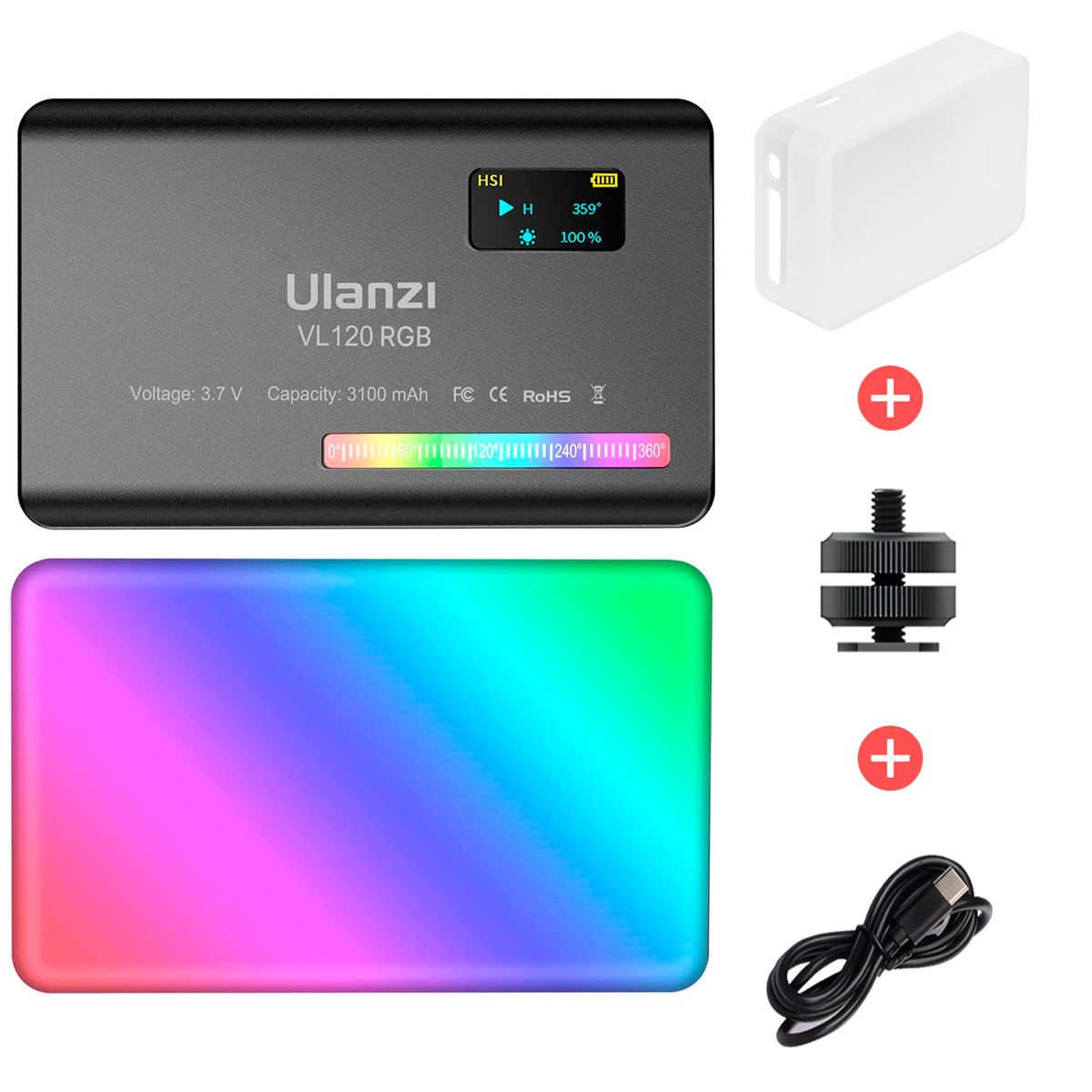 ULANZI - Ulanzi VL120 Luz Led RGB Con Difusor Para Fotografía y Video