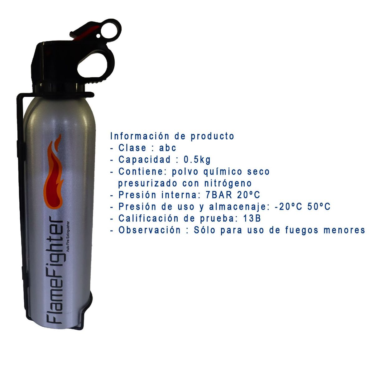 GENERICO - Extintor Deportivo para Carro PQS 05kg brackets Silver gris