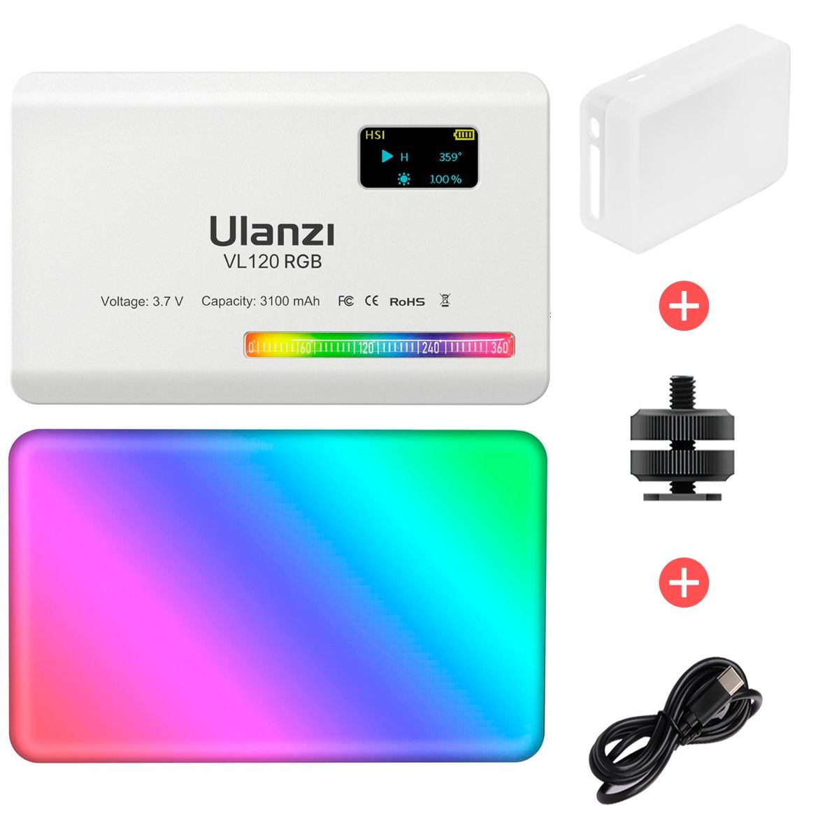 ULANZI - Ulanzi VL120 Luz Led RGB Blanca Con Difusor Para Fotografía y Video