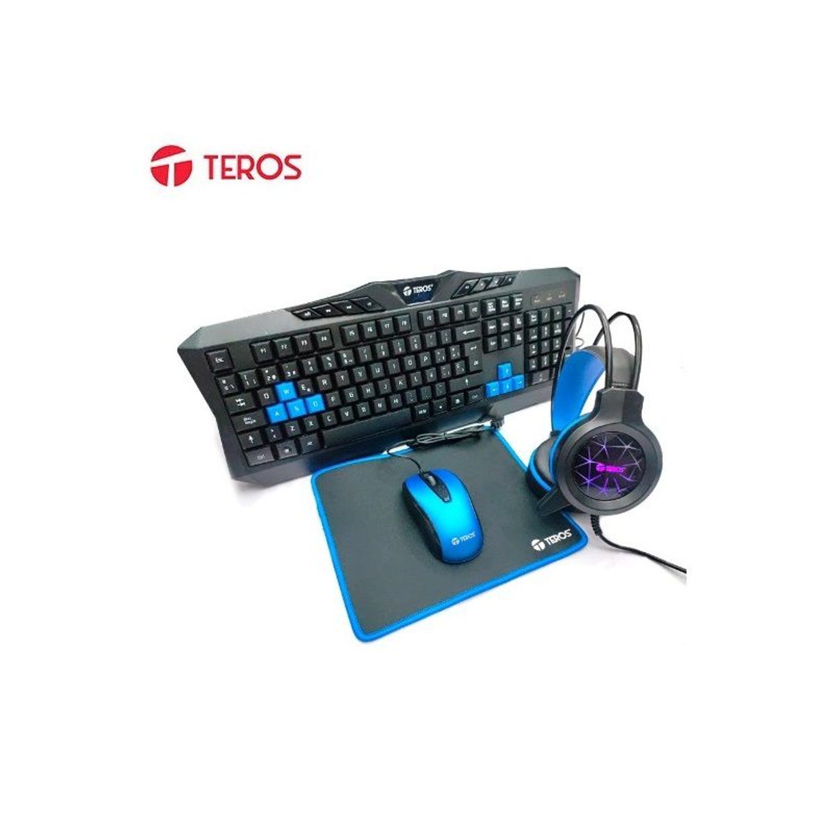 TEROS - Combo Teros TE-4050N Teclado Multimedia Mouse Headset Mouse Pad