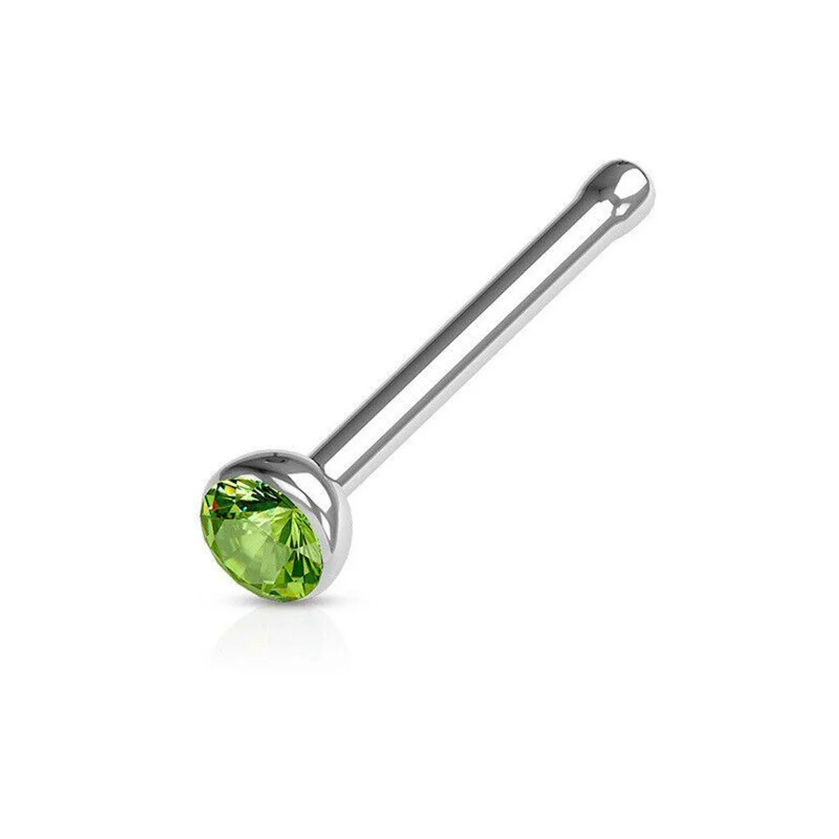 GENERICO - Piercing para nariz nostril palito recto con strass verde
