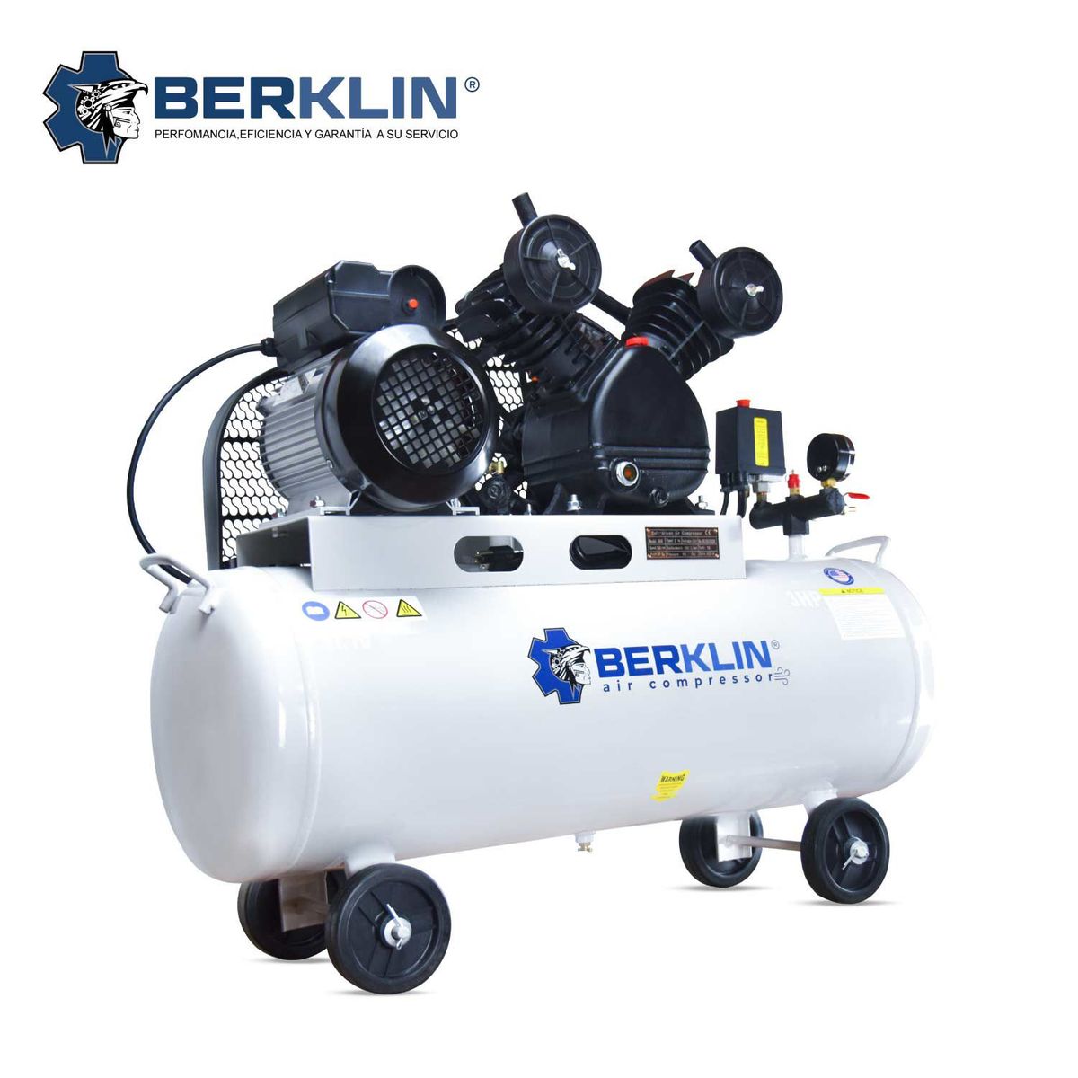 BERKLIN - COMPRESOR DE AIRE CON FAJA DE 3HP DE 2 PISTONES 70 L HORIZONTAL