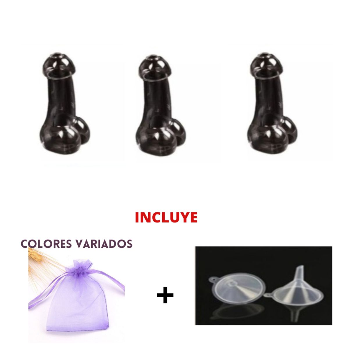 GENERICO - Pack de 3 Copas de Vidrio Pennys Divertidas Pennnys para Fiestas Negro