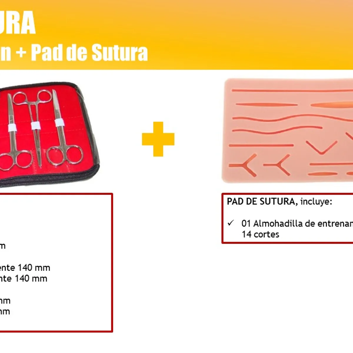 GENERICO - KIT DE SUTURA - SET DE DISECCIÓN Y ALMOHADILLA PARA SUTURAS