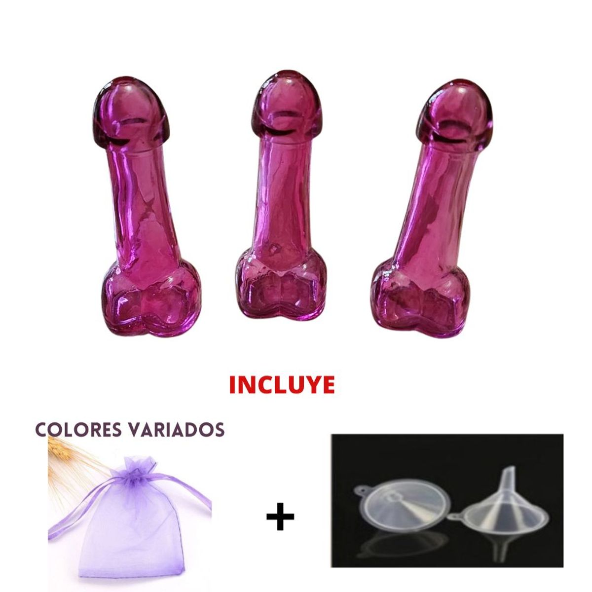 GENERICO - Pack de 3 Copas de Vidrio Pennys Divertidas Pennnys para Fiestas Rosa