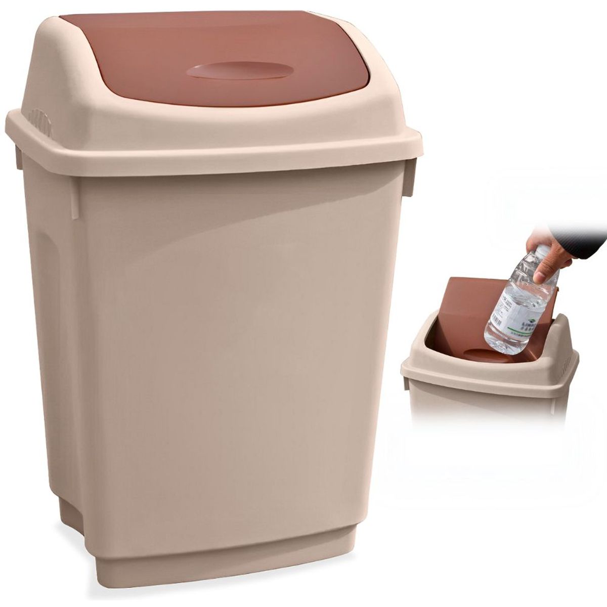 MINARI - Tacho de Basura Papelera Basurero Portapapeles Beige 10L A31