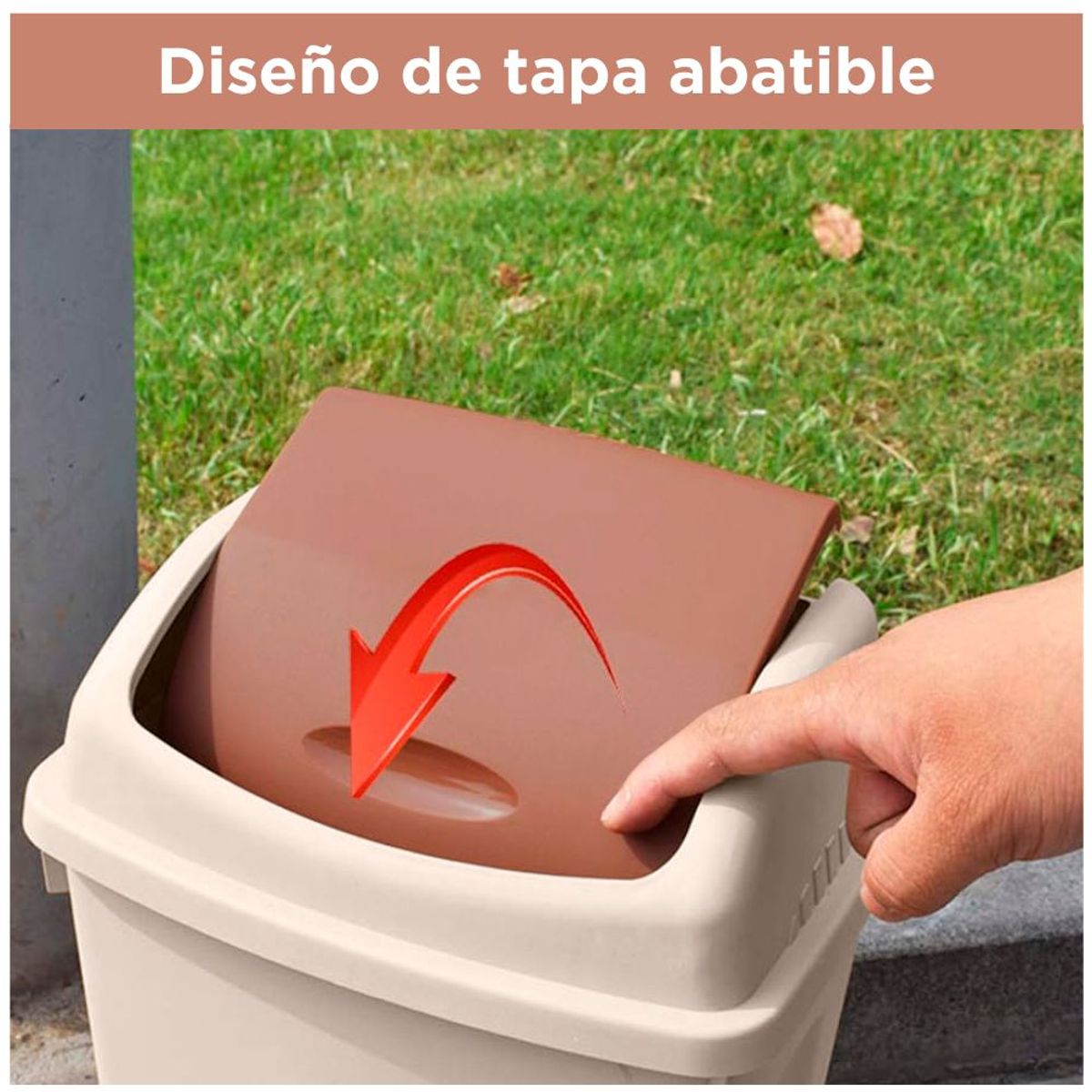MINARI - Tacho de Basura Papelera Basurero Portapapeles Beige 10L A31