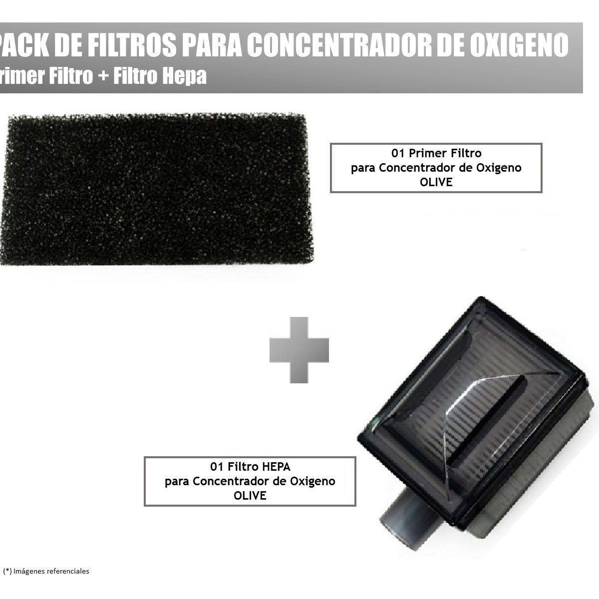 GENERICO - Pack de Filtros: 01 Primer Filtro + 01 Filtro Hepa-Concentrador OLIVE