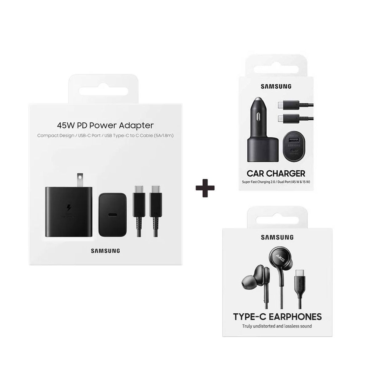 SAMSUNG - KIT Cargador 45W Cargador Auto 45W Audífonos AKG Tipo-C