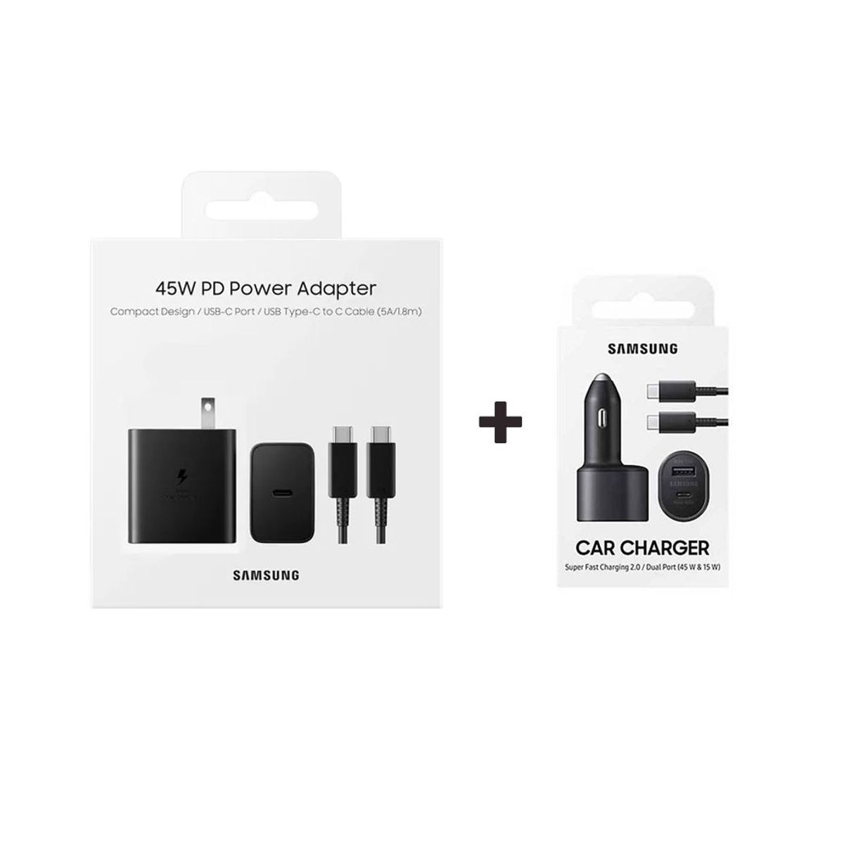 SAMSUNG - KIT Samsung Cargador 45W Y Cargador Auto 45W Original