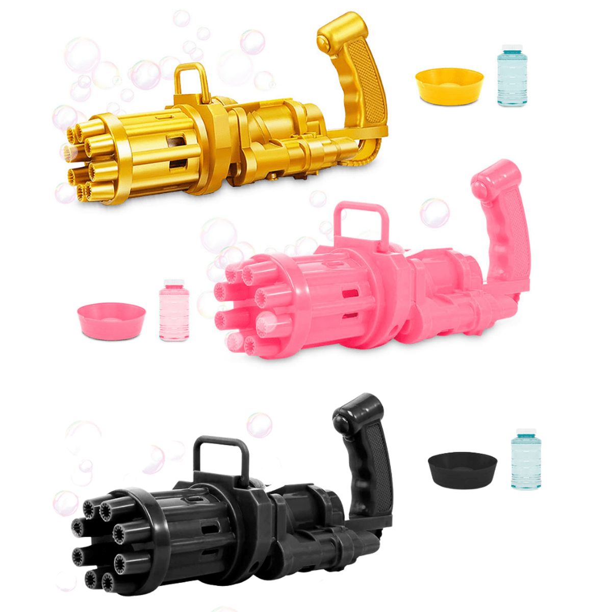 GENERICO - Pistola para Niños Lanza  Burbujas de 8 Agujeros