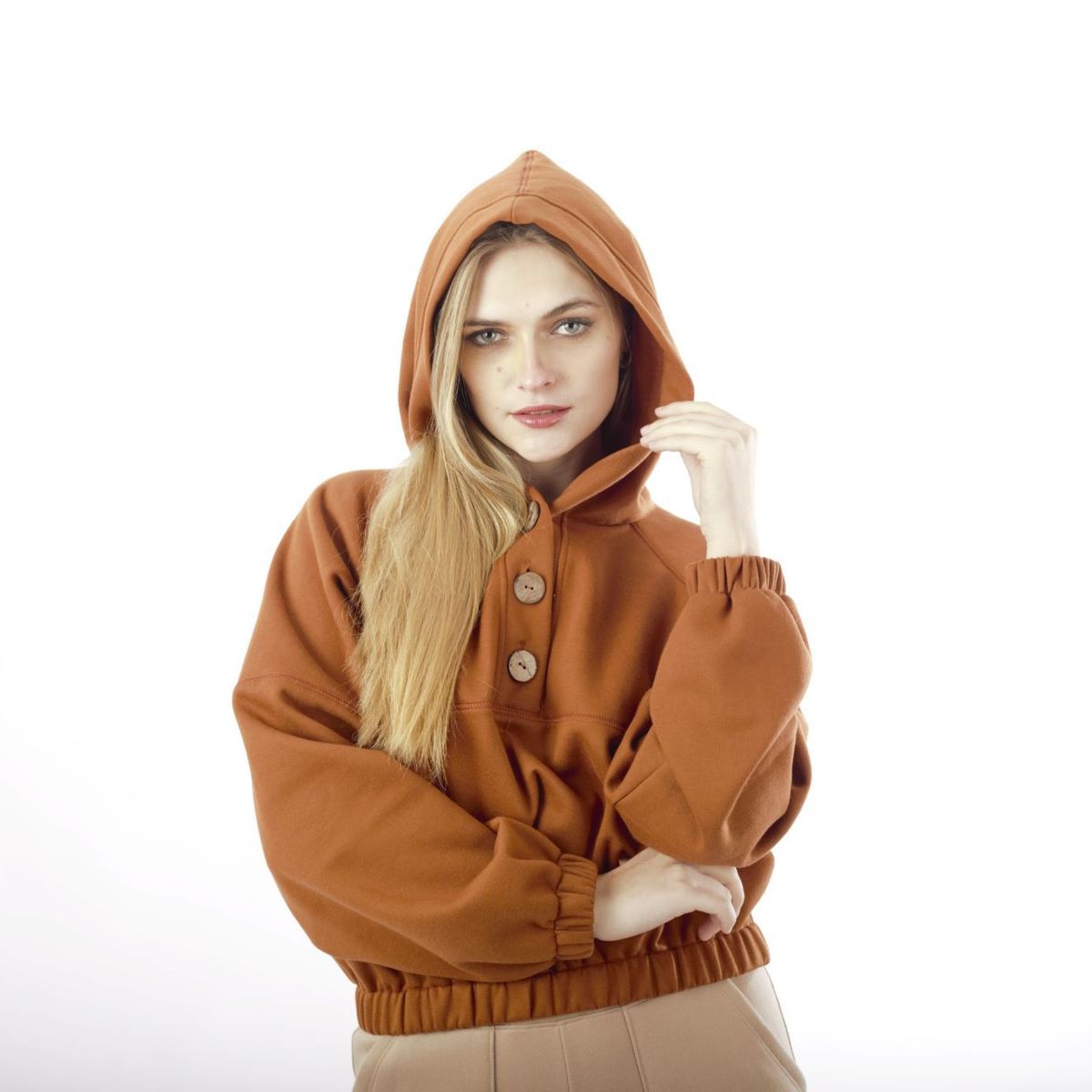 GENERICO - POLERA CON CAPUCHA MUJER XMN