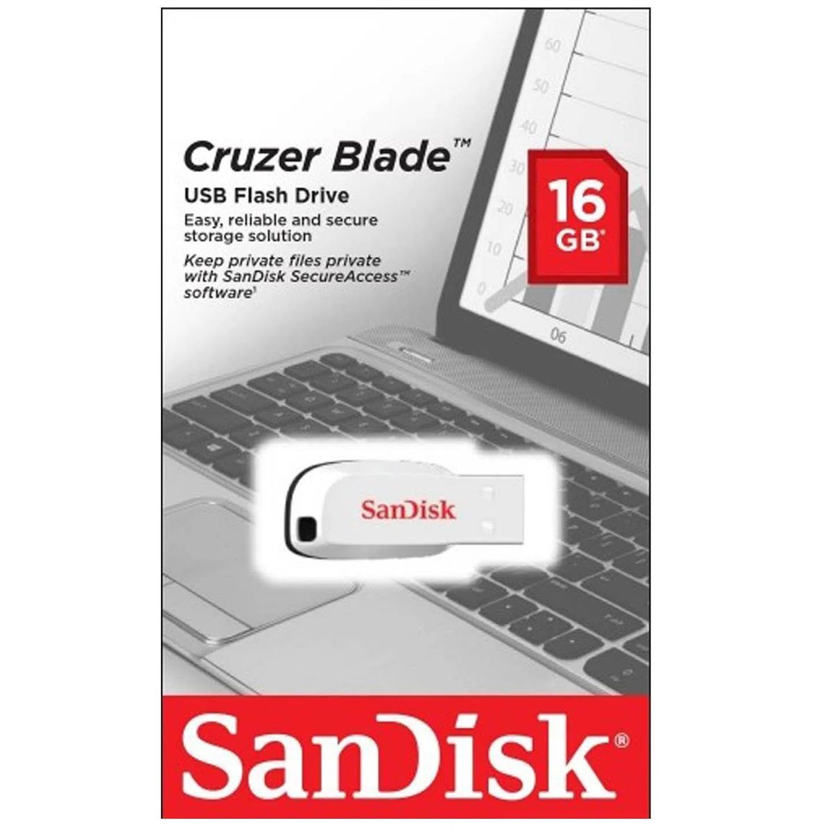 SANDISK - Memoria Usb SanDisk Cruzer Blade 16GB - Blanco