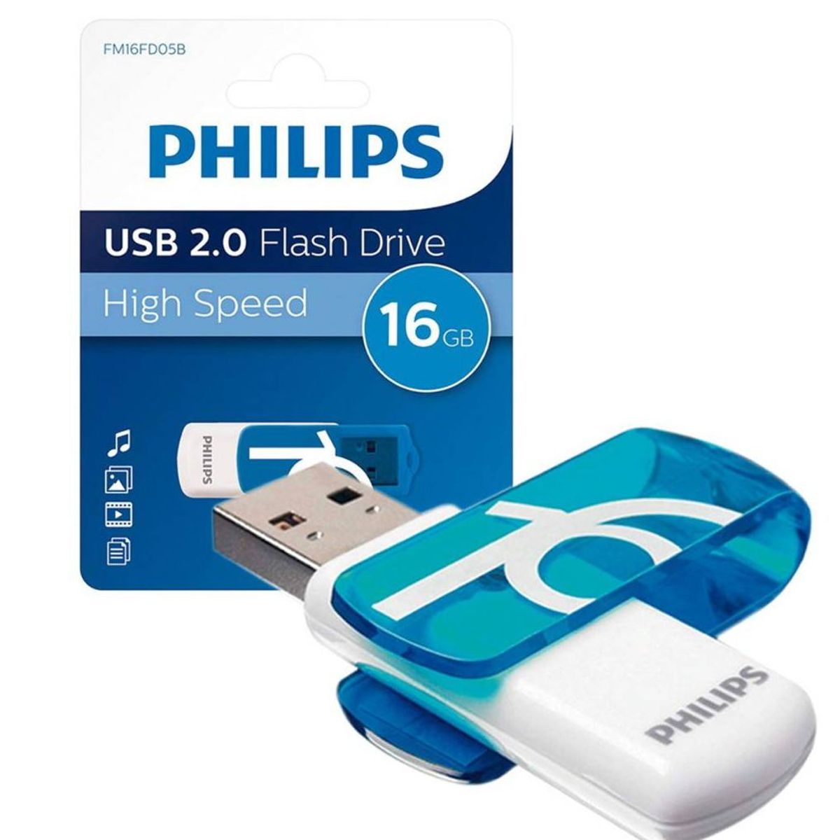 PHILIPS - Memoria USB 16 Gb 2.0 Flash Drive High Speed - Vivid