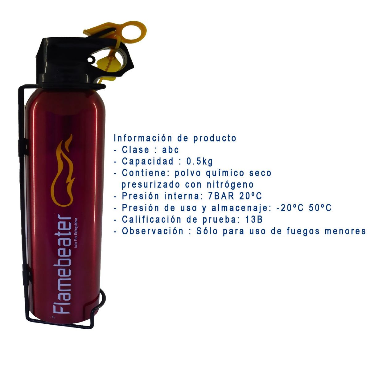 GENERICO - Extintor Deportivo para Carro PQS 05kg brackets Rojo