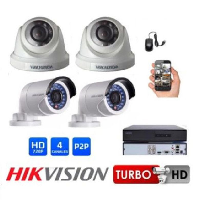 HIKVISION - kit 4 Cámaras Seguridad HD Hikvision Combo Renovación