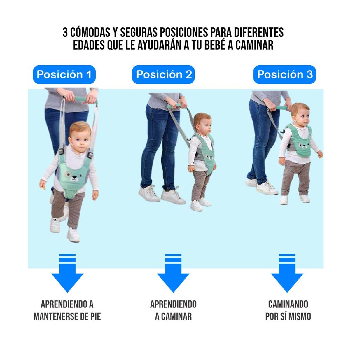 BABY - Arnes para Caminar 3 en 1 para Bebés VERDE