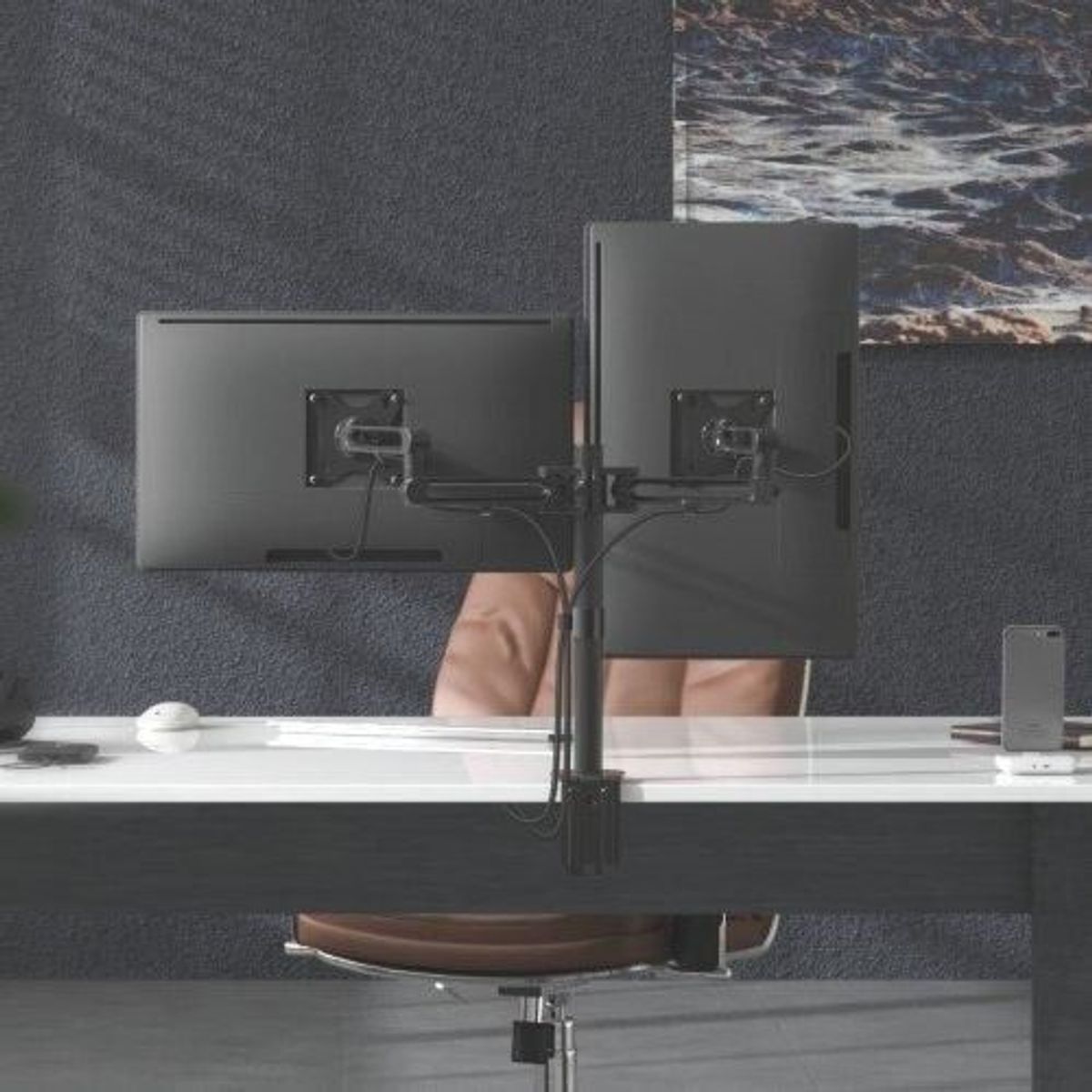 GENERICO - MONTECH- Rack Soporte de Aluminio para 2 monitores 17 a 32 pulg