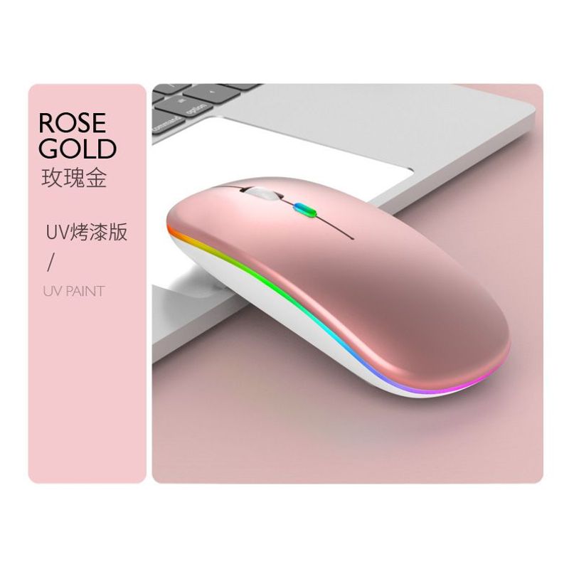 GENERICO - Mouse Bluetooth Dual para Celulares Tablets Ipad PC Laptops - Oro Rosa