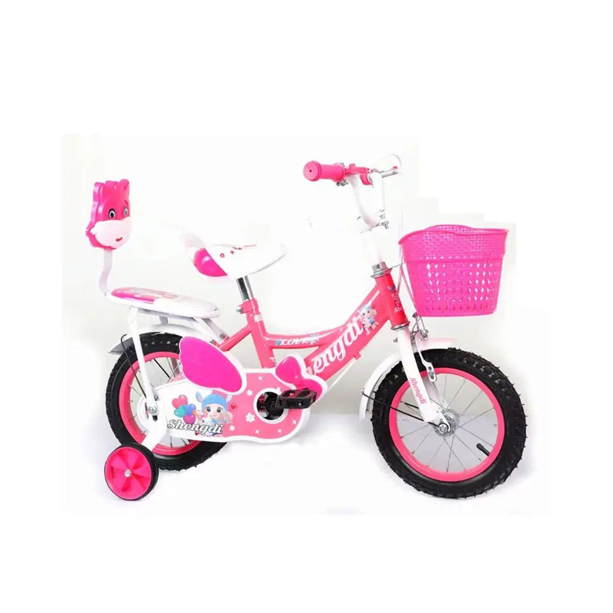GENERICO - Bicicleta Para Niña Infantil Kids Aro 12 Doble Asiento Fucsi
