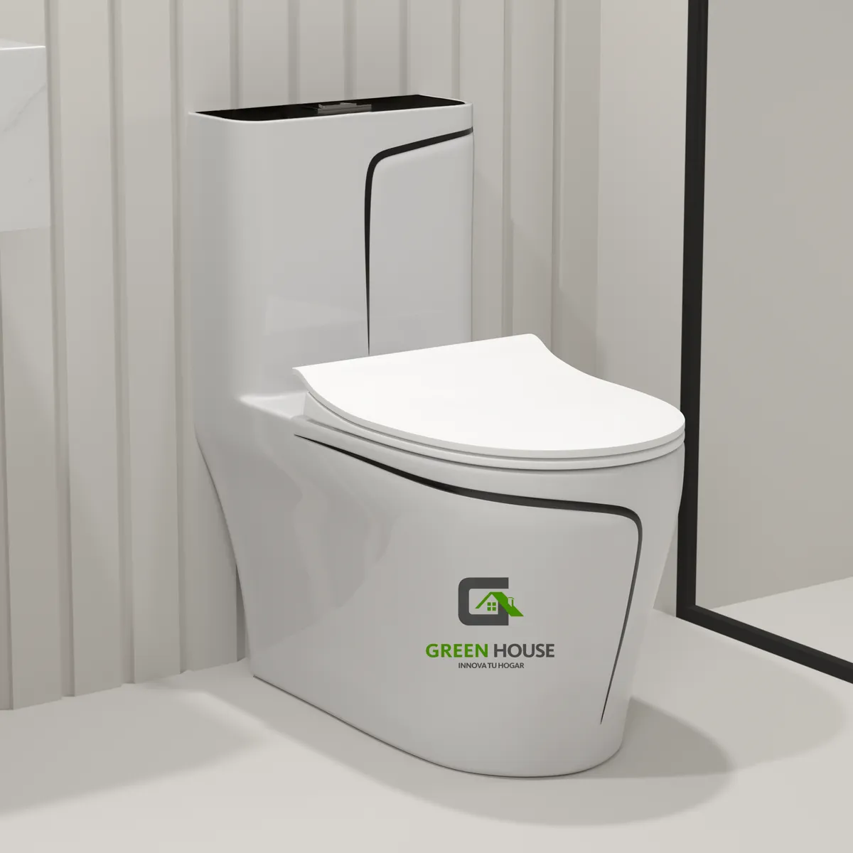GREEN HOUSE - Inodoro de Lujo mediterraneo modelo europeo filo negro
