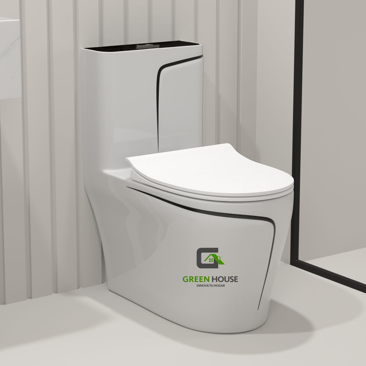 GREEN HOUSE - Inodoro de Lujo mediterraneo modelo europeo filo negro