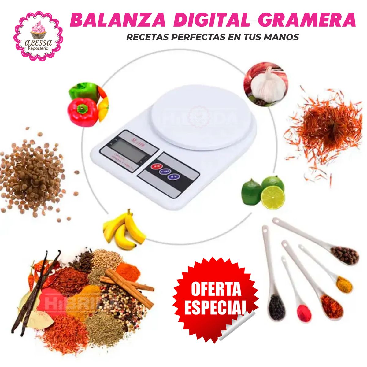 GENERICO - Balanza Digital Gramera de Cocina Repostería hasta 10 kg.