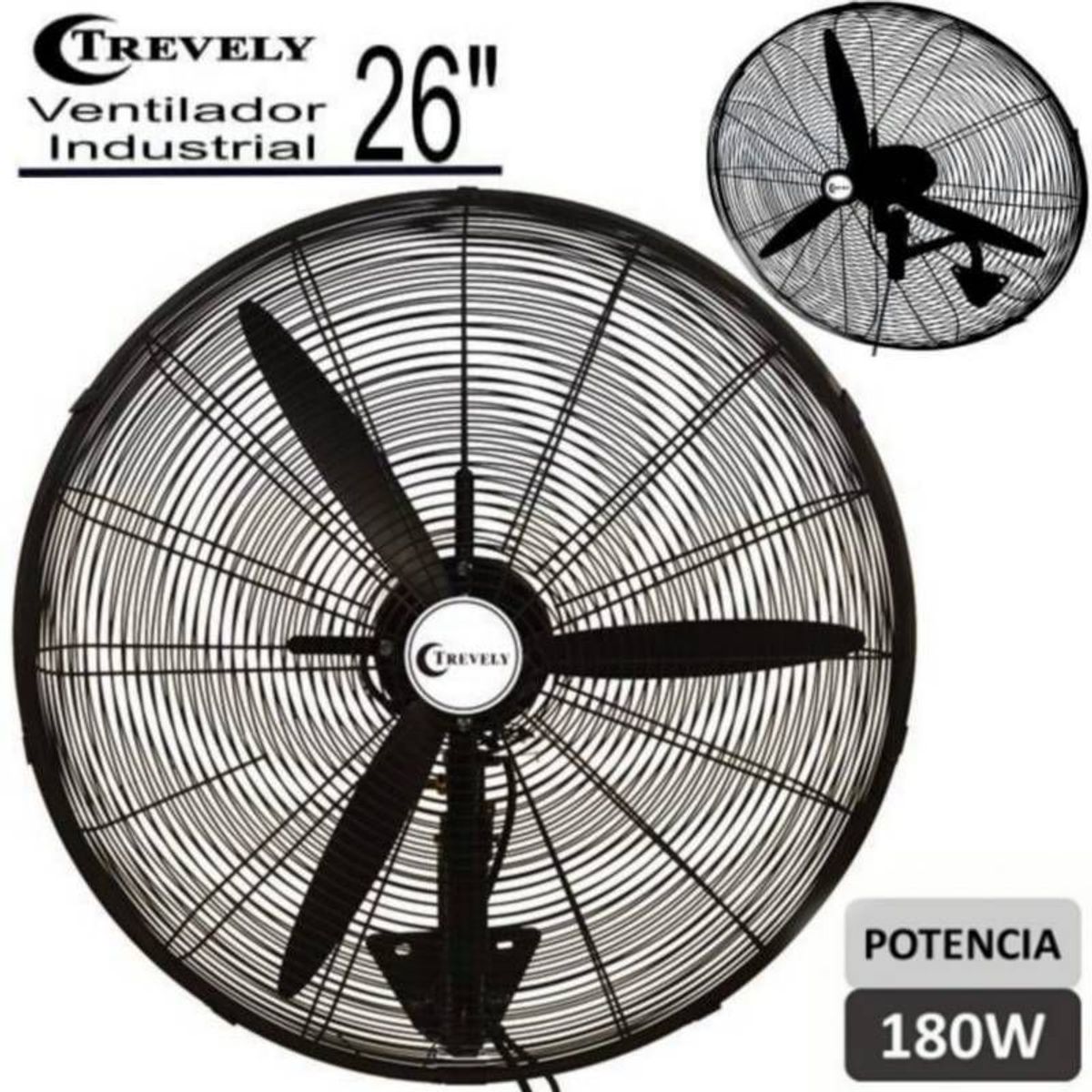 TREVELY - Ventilador Industrial TREVELY 26 180W VT-26  - Negro