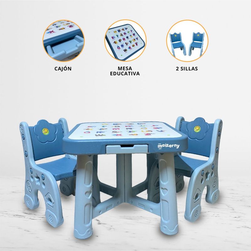 DOUX BEBE - Silla Escritorio 3 en 1 «CHILDESK» Ligth Blue