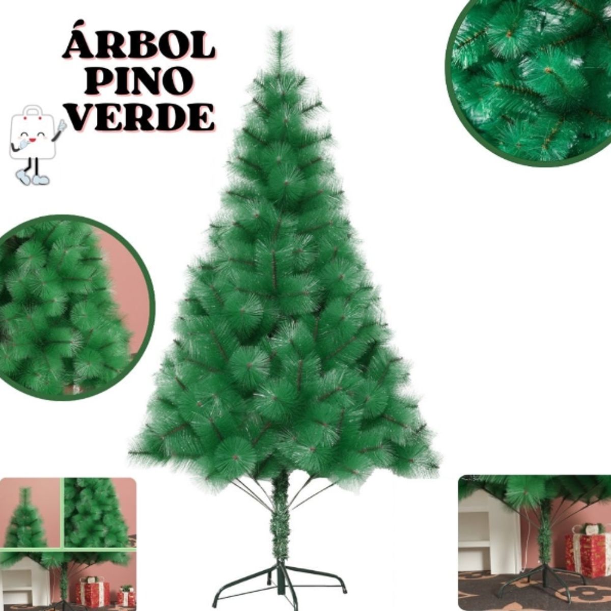 GENERICO - Árbol Navidad Pino Verde SEMI COPOSO 2 10 Mt