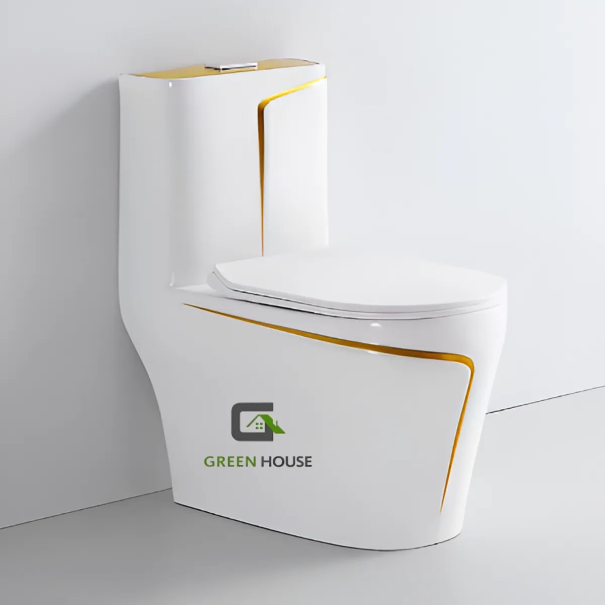 GENERICO - INODORO DE LUJO MEDITERRANEO MODELO EUROPEO FILO DORADO