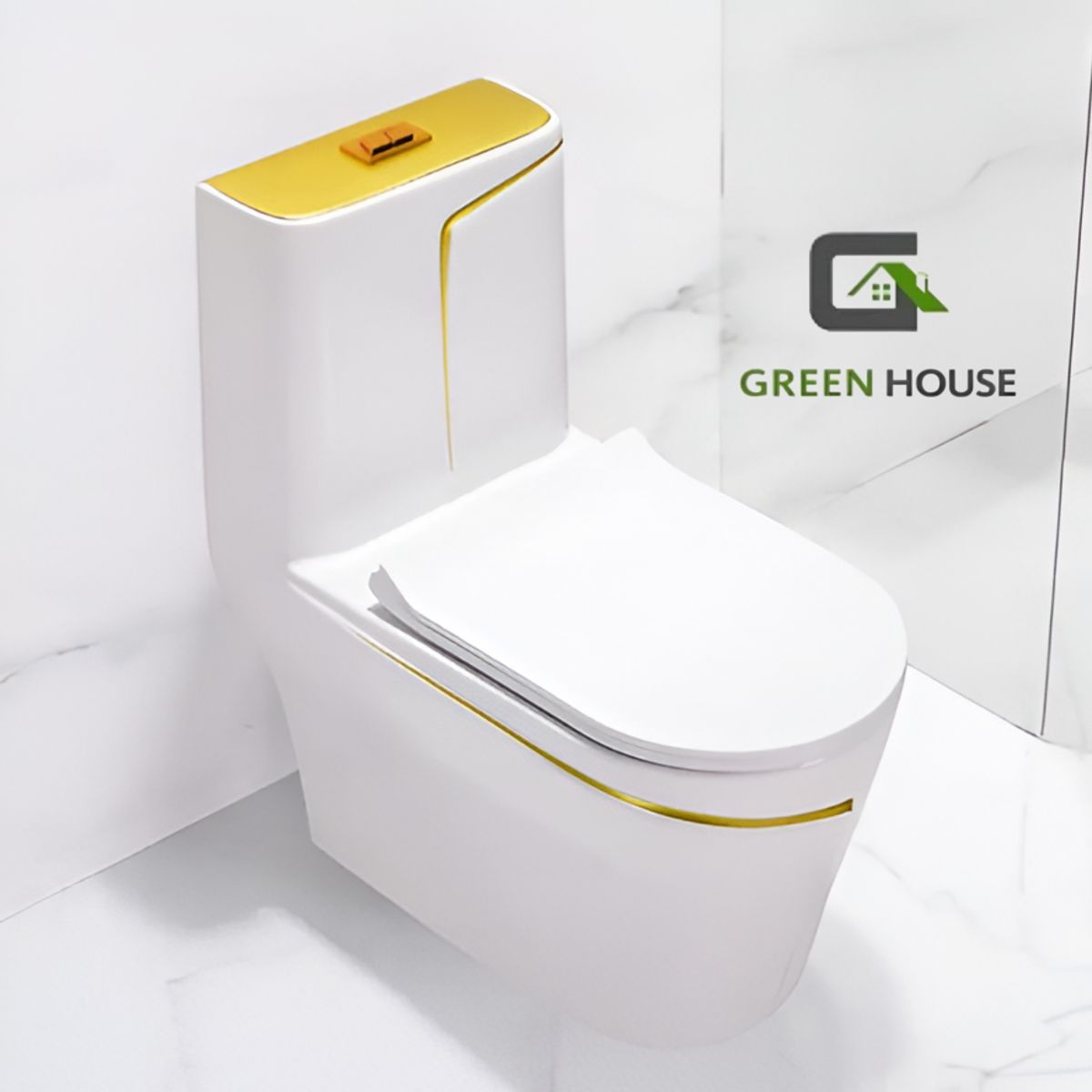 GENERICO - INODORO DE LUJO MEDITERRANEO MODELO EUROPEO FILO DORADO