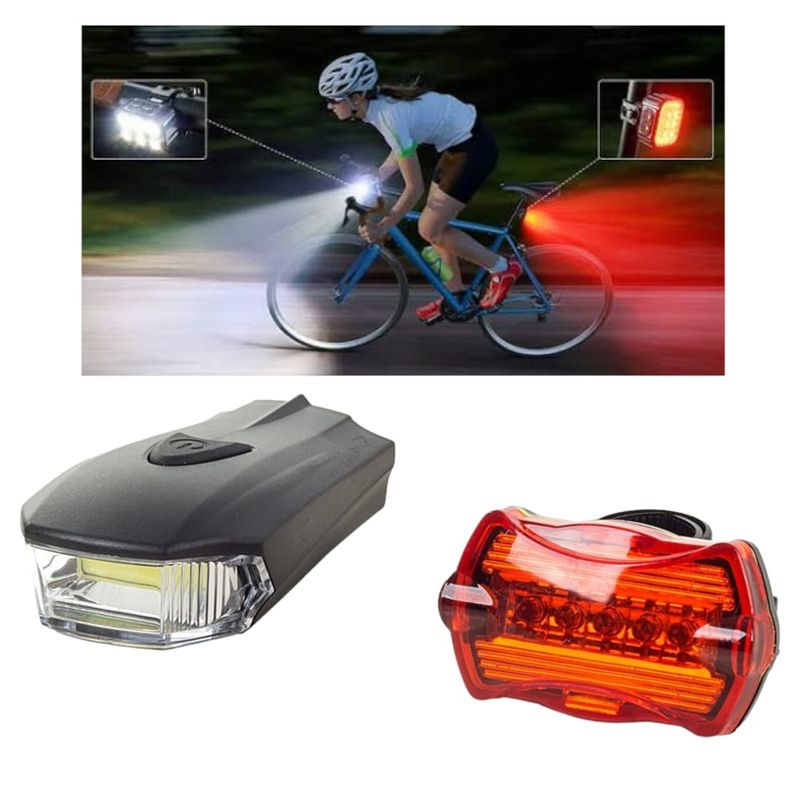 OEM - Pack 2-1 Luz Led Delantera Y Luz Led Trasera para Bicicleta